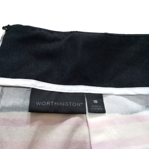 🔵BOGO FREE🔵 Worthington Striped Skirt Pink White Gray Sz 10 - Picture 5 of 5